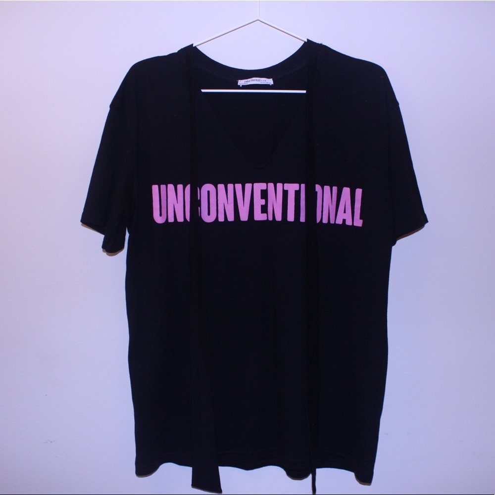 ZARA SLOGAN T-Shirt UNCONVENTIONAL NWOT